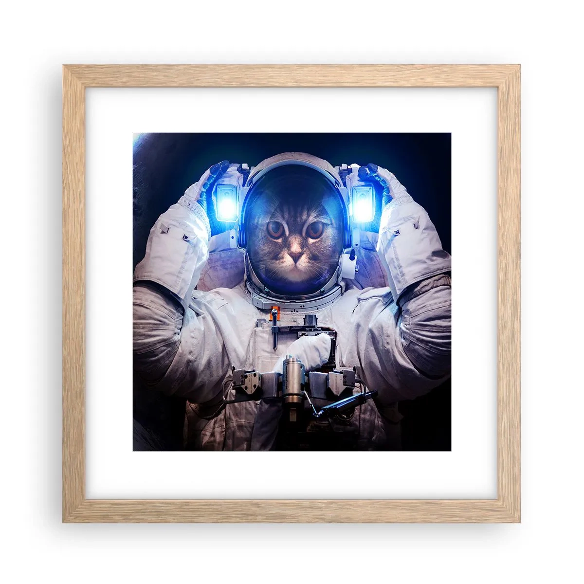 Poszter világos tölgy keretben - Houston, baj van - 30x30 cm