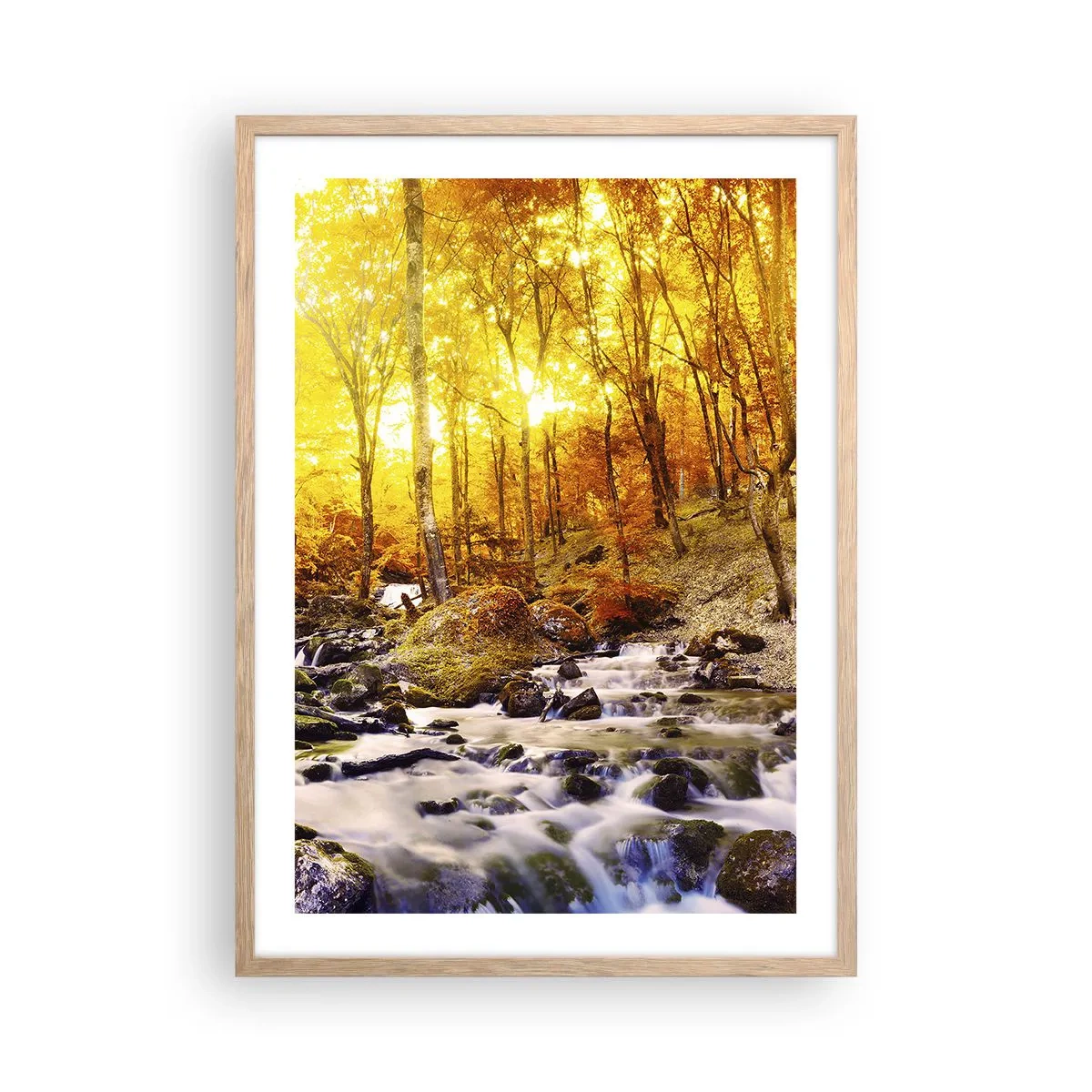 Poszter világos tölgy keretben - Kövek aranyba és platinába - 50x70 cm