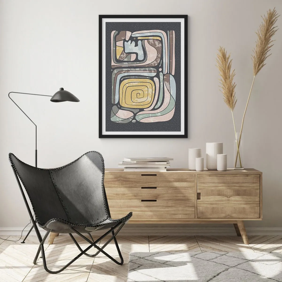 Poszter fehér keretben - Absztrakció pre-kolumbián szellemben - 70x100 cm
