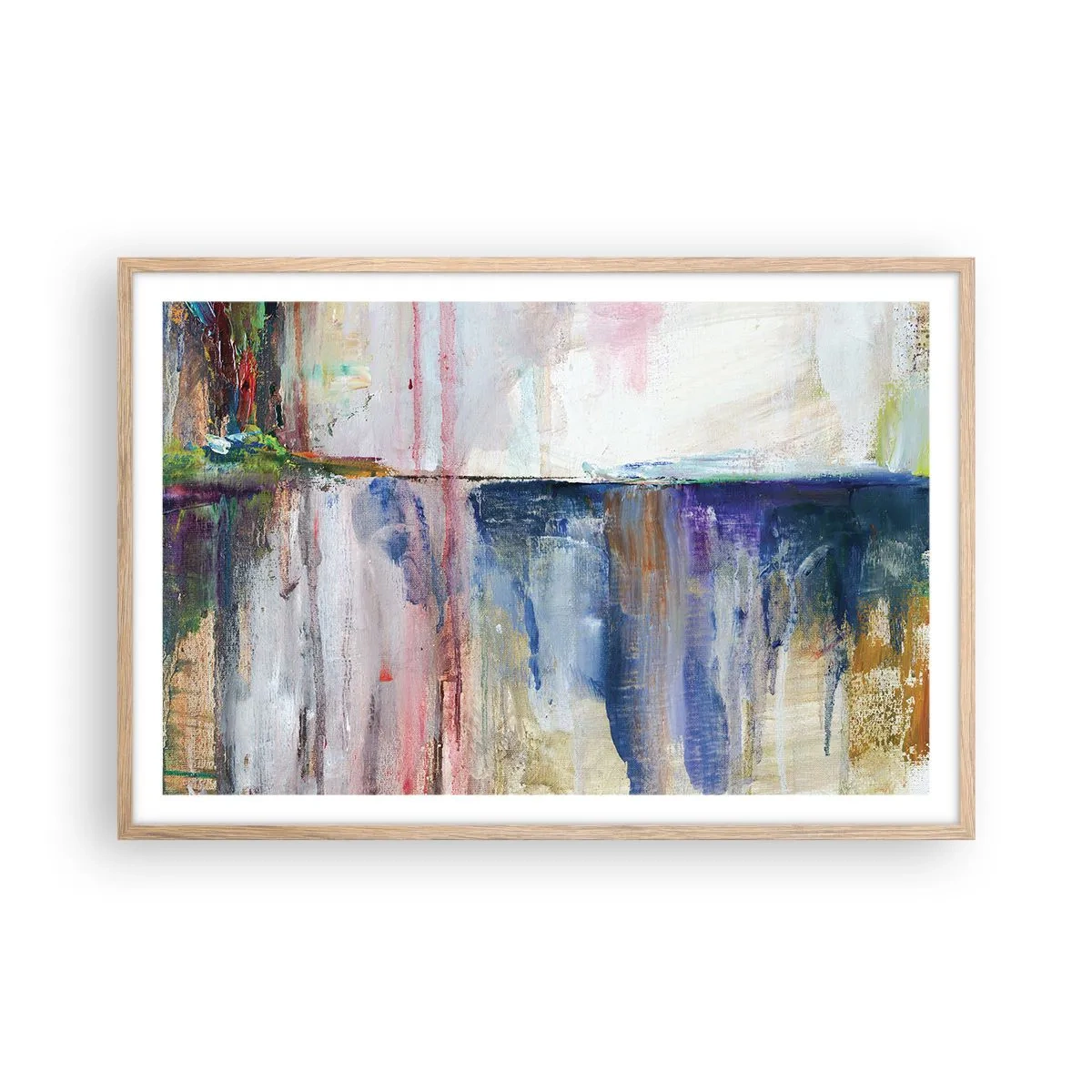 Poszter világos tölgy keretben - Színes benyomások és társítások - 91x61 cm
