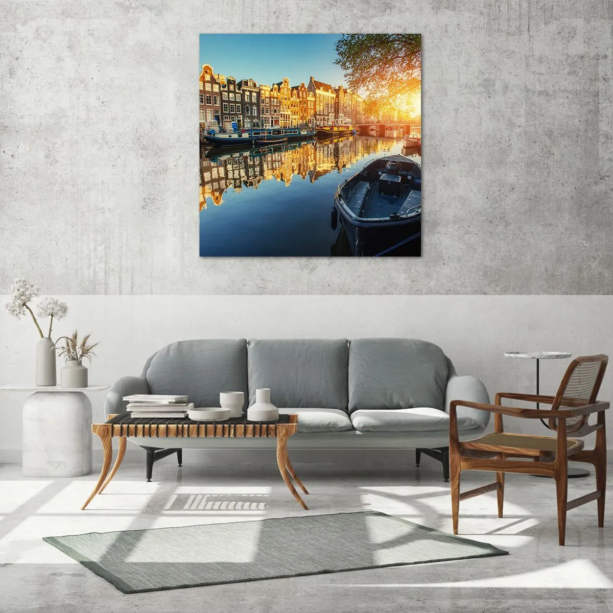 Üveg kép - Reggel Amszterdamban - 60x60 cm