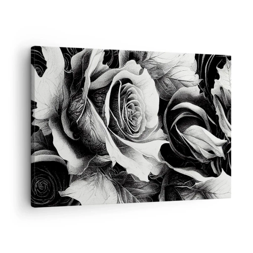 Vászonkép - Fekete-fehér rózsák elegáns kompozícióban - 70x50cm - Mindig a királynő - Modern fali dekoráció nappalihoz és hálószobához ARTTOR