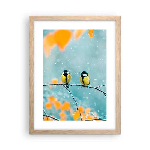 Poszter világos tölgy keretben - Madárpletykák - 30x40 cm