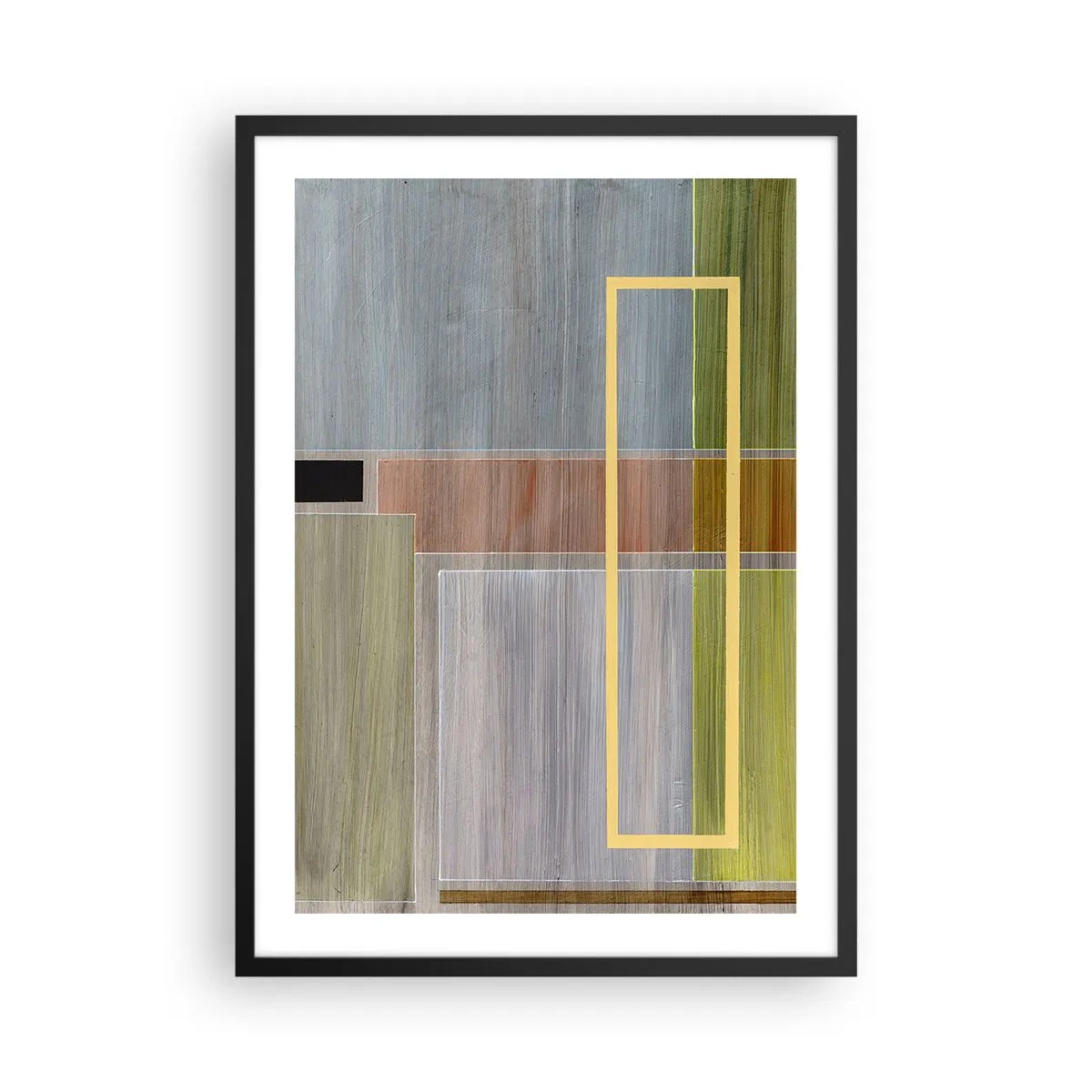 Poszter fehér keretben - Geometrikus absztrakció visszafogott színekben - 50x70cm - Egyszerűen és nyugodtan - Modern fali dekoráció nappalihoz és hálószobához ARTTOR