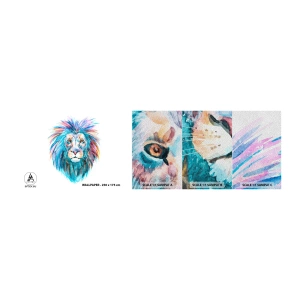 Fotótapéta Minta Premium Sand - Felvillanyozó aura - Állatok, Oroszlán, Absztrakció - 100x30 cm
