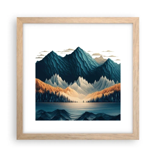 Poszter világos tölgy keretben - Tökéletes hegyi táj - 30x30 cm
