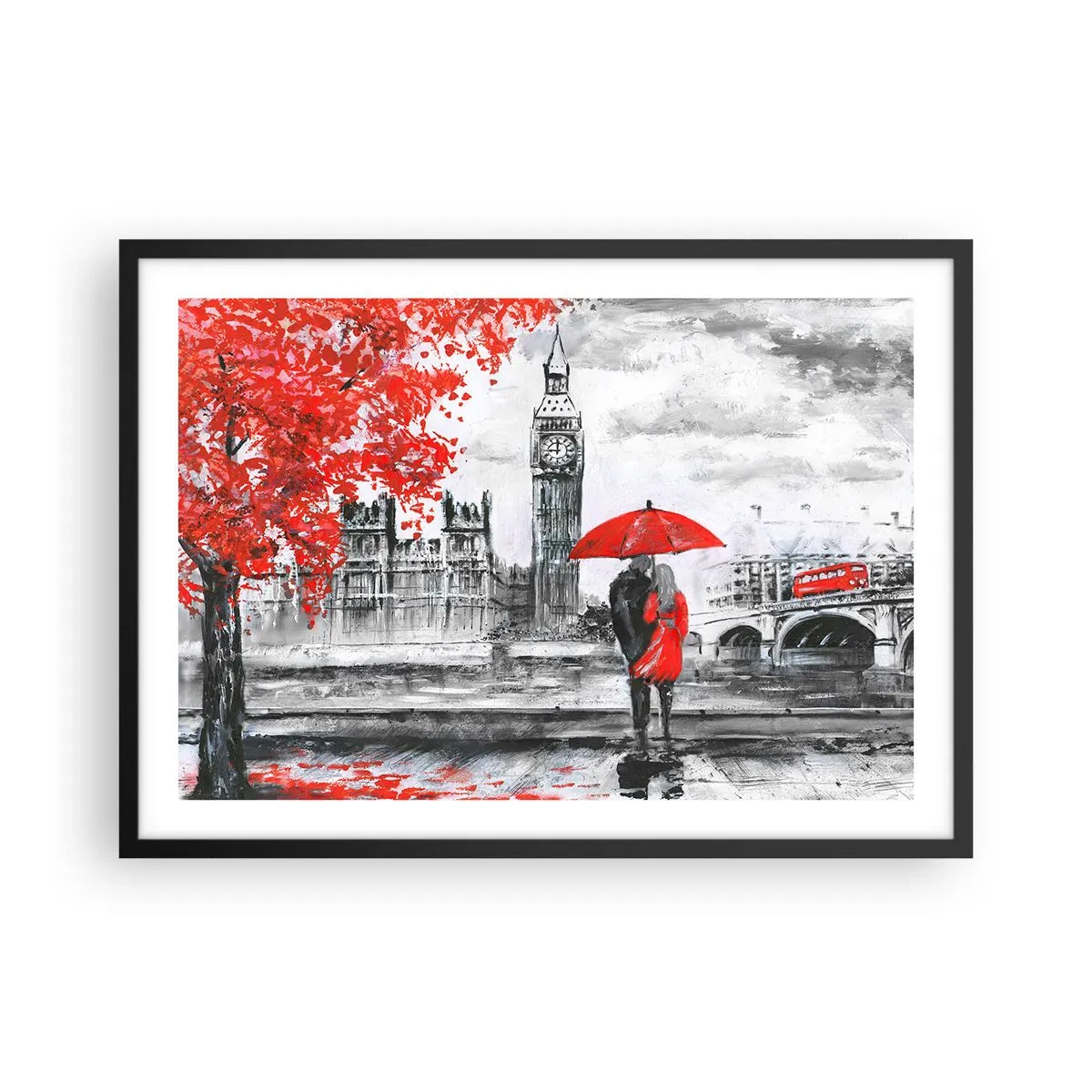 Poszter fehér keretben - Szerelmesek Londonban - 70x50 cm