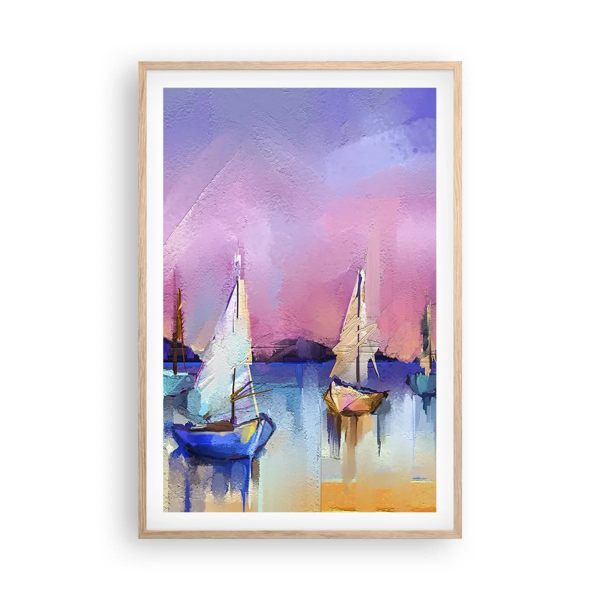 Poszter világos tölgy keretben - Irány: széles vizek - 61x91 cm