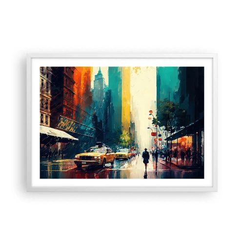 Poszter fekete keretben - New York - itt még az eső is színes. - 70x50 cm