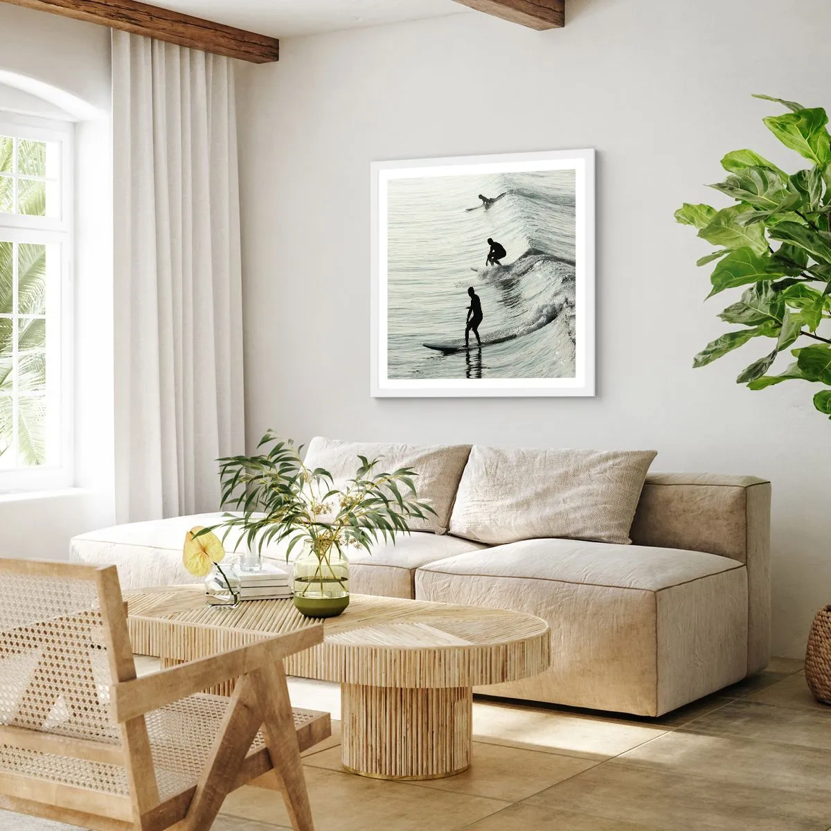 Poszter fekete keretben - A hullámmal találkozni - 60x60 cm