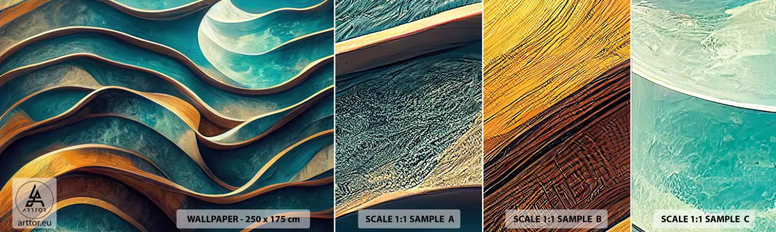 Fotótapéta Minta Standard Eco - Kék kanyarulatok - Hullámok, Absztrakció, Háromdimenziós - 100x30 cm