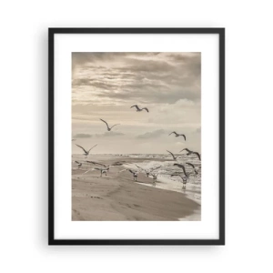 Poszter fehér keretben - A tenger hangja, a madarak éneke - 40x50 cm