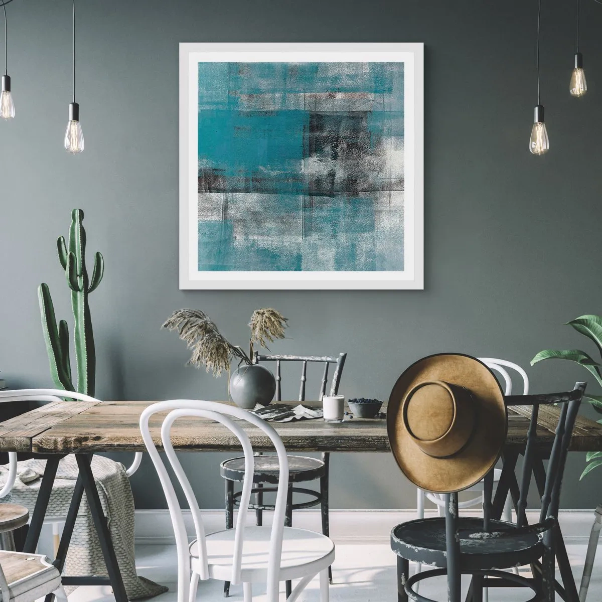 Poszter fekete keretben - Víz és levegő - 60x60 cm