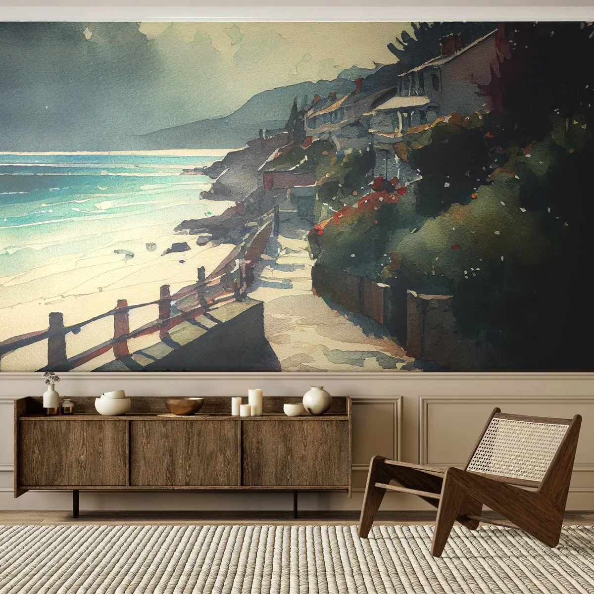 Fotótapéta Standard Eco - Mediterrán város - Házak, Tájkép, Strand - 350x256 cm