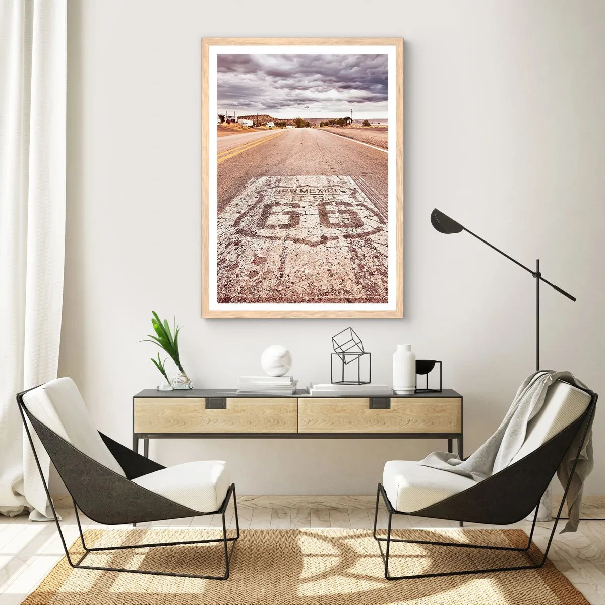 Poszter világos tölgy keretben - Mother Road – amerikai legenda - 70x100 cm