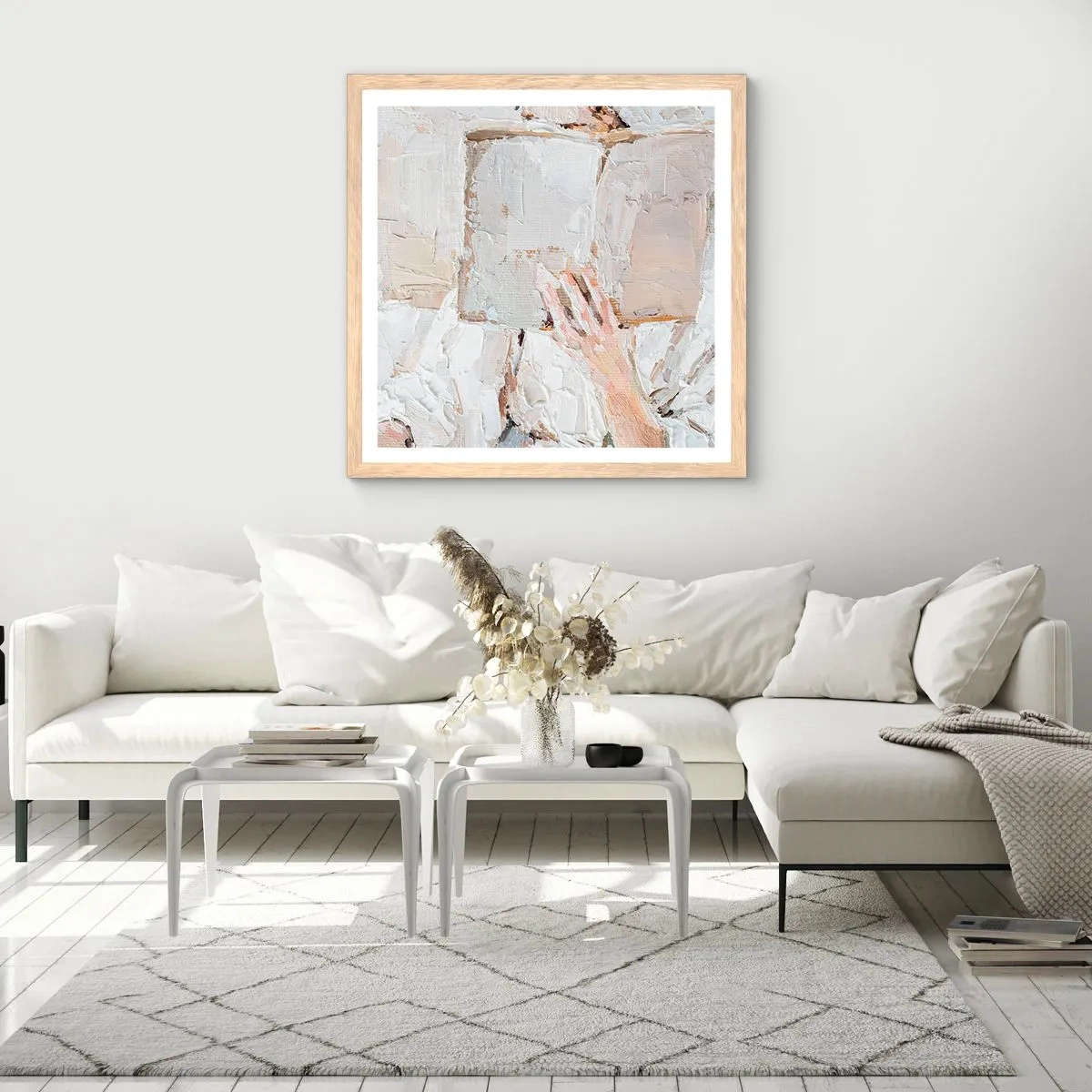 Poszter világos tölgy keretben - Egy másik világban - 40x40 cm