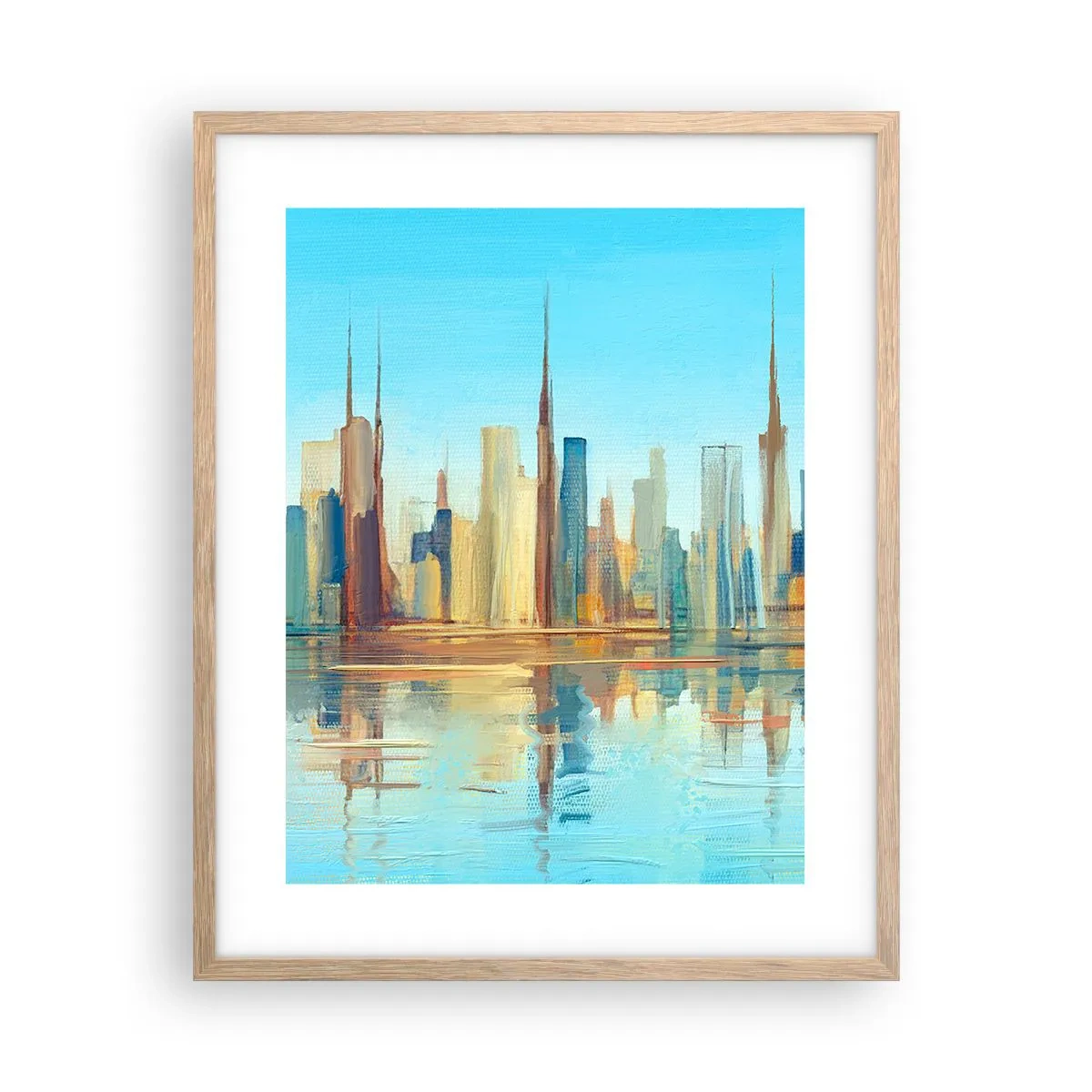 Poszter világos tölgy keretben - Napfényes metropolisz - 40x50 cm
