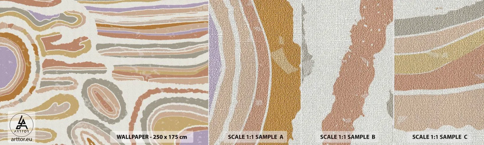 Fotótapéta Minta Premium Canvas - Színes keresztmetszetek - Pasztell, Boho, Minimalista - 100x30 cm