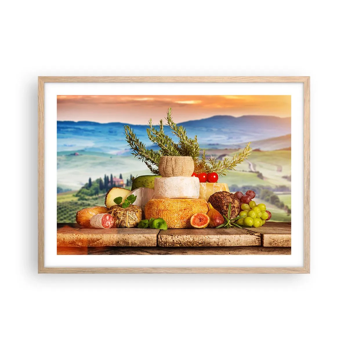 Poszter világos tölgy keretben - Az olasz életöröm - 70x50 cm