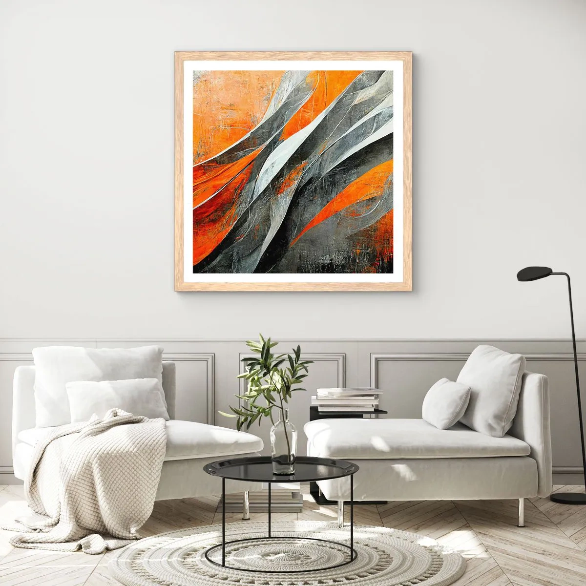 Poszter világos tölgy keretben - Hőség és hideg - 30x30 cm