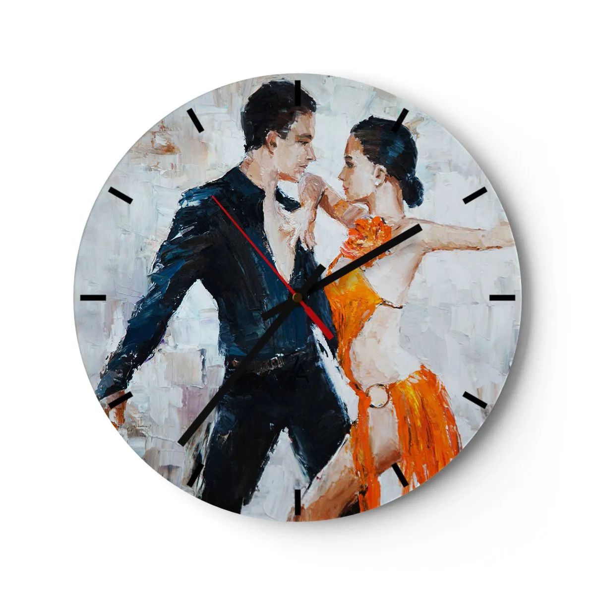 Falióra, Óra - Egy pár intenzív ritmusra táncol, dinamikus pózokban - 30x30cm - Dirty dancing - Modern fali dekoráció nappalihoz, konyhához és hálószobához ARTTOR