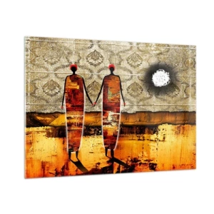 Üveg kép - Etnikai összetétel Afrika színeiben - 100x70 cm