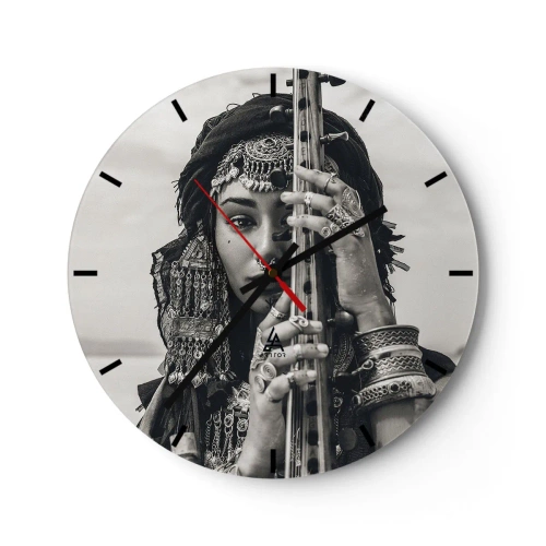Falióra, Óra - Két madár fészkel együtt egy ágon, rózsaszín háttér előtt - 30x30cm - Csak a keleti zene - Modern fali dekoráció nappalihoz, konyhához és hálószobához ARTTOR