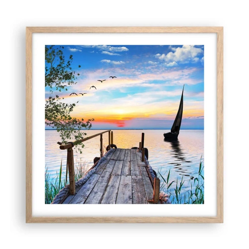 Poszter világos tölgy keretben - Kellemes este - 50x50 cm