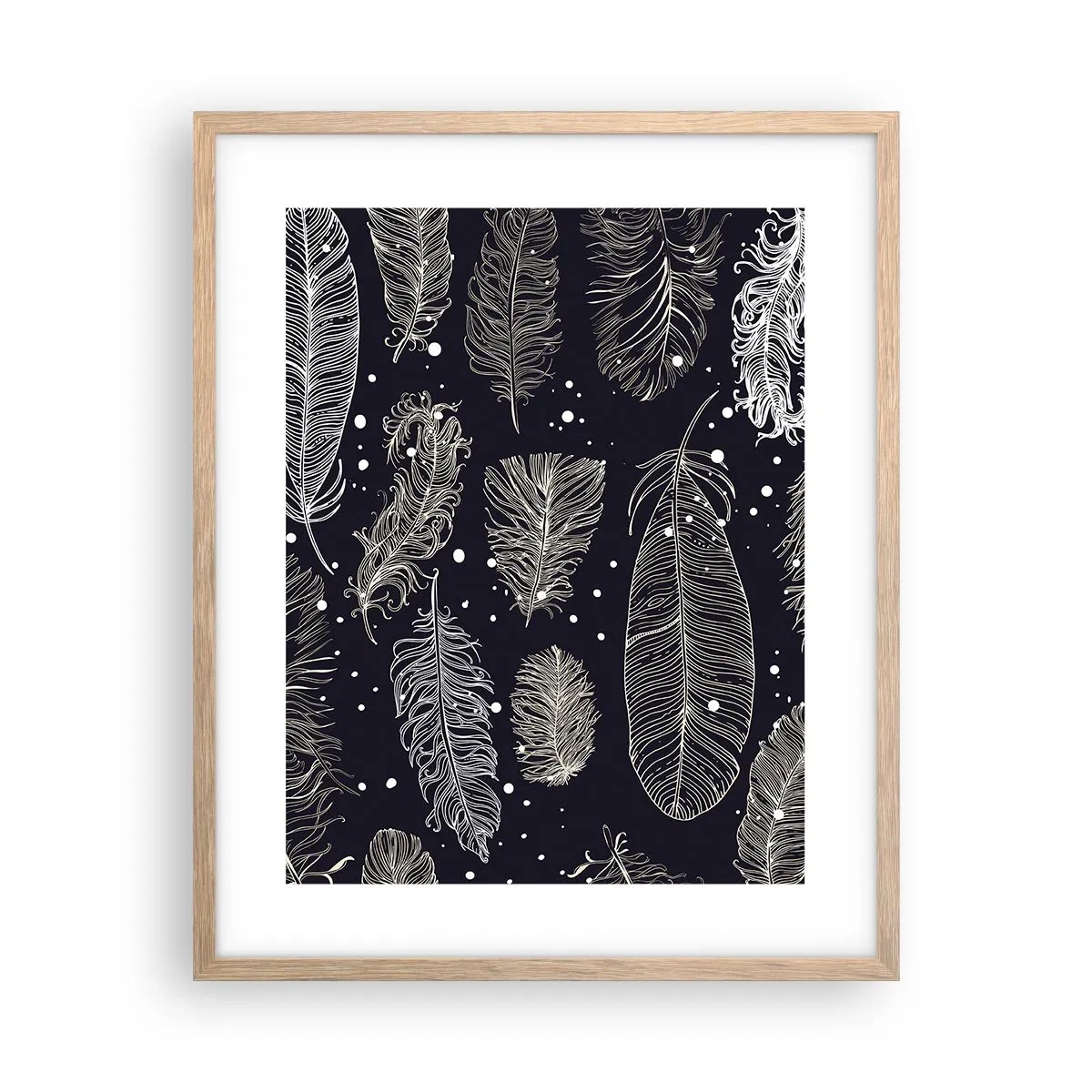 Poszter világos tölgy keretben - Tollas csipke - 40x50 cm