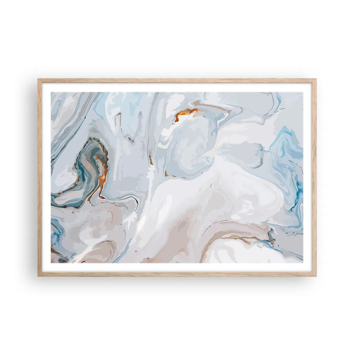 Poszter világos tölgy keretben - Felhabzott fehér - 100x70 cm