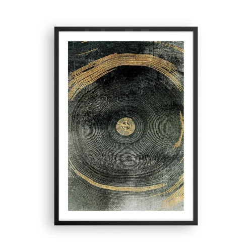 Poszter fehér keretben - Absztrakt faerezet arany és fekete árnyalatokban - 50x70cm - Változás és időtartam - Modern fali dekoráció nappalihoz és hálószobához ARTTOR