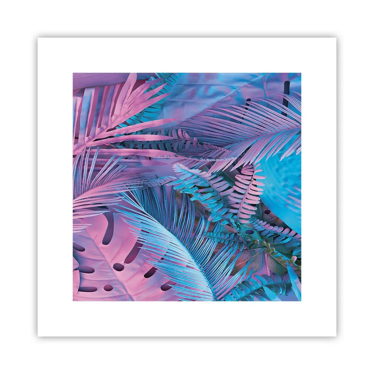 Poszter - Trópusok rózsaszínben és kékben - 30x30 cm