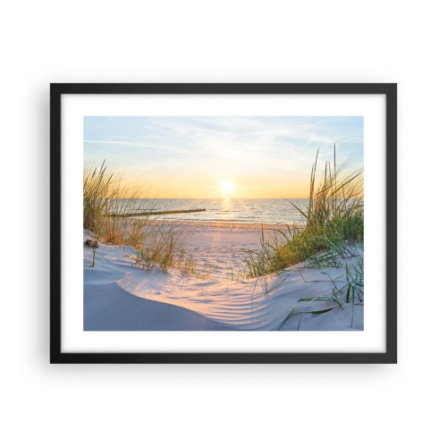 Poszter fehér keretben - A tenger hangja, a madarak éneke, egy vad tengerpart a fű között... - 50x40 cm