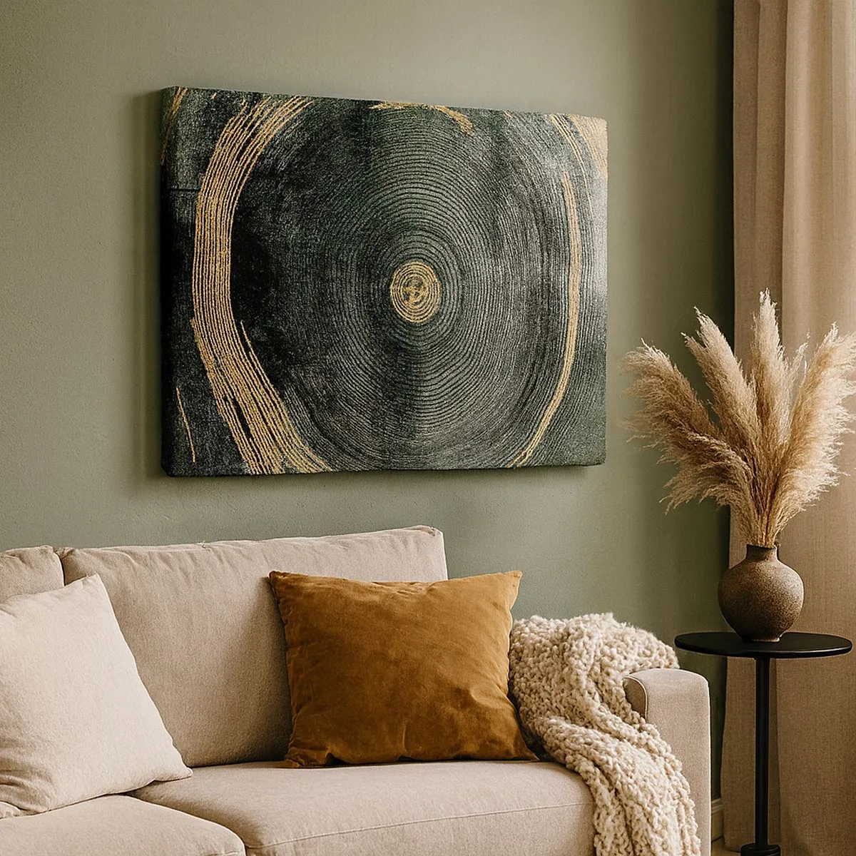 Vászonkép - Koncentrikus körök arany díszítéssel - 70x50cm - Változás és időtartam - Modern fali dekoráció nappalihoz és hálószobához ARTTOR