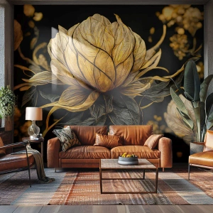 Egyedi tapéta Premium Canvas - Finom törékenység - Virág, Art Deco, Fényesség