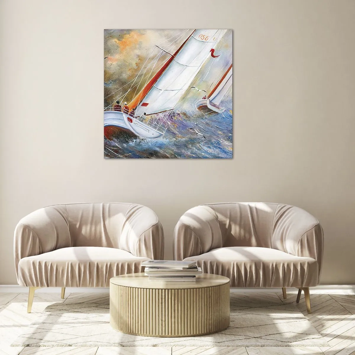 Üveg kép - A hullámokon futók - 40x40 cm