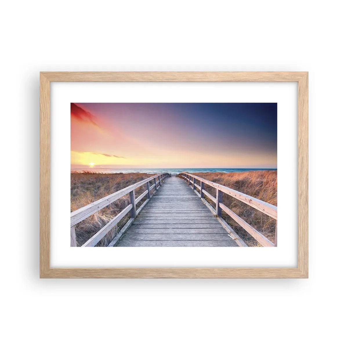 Poszter világos tölgy keretben - Balti esti aurora - 40x30 cm