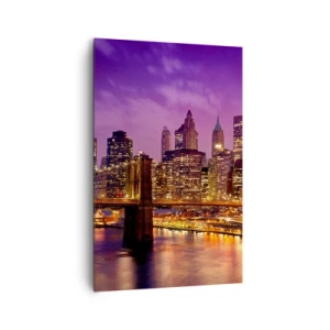 Vászonkép - Lila-arany Manhathann - 80x120 cm