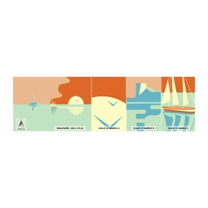 Fotótapéta Minta Öntapadós Deluxe Sticker - Tökéletes tengeri tájkép - Absztrakció, Vitorlás hajó, Lámpa - 100x30 cm