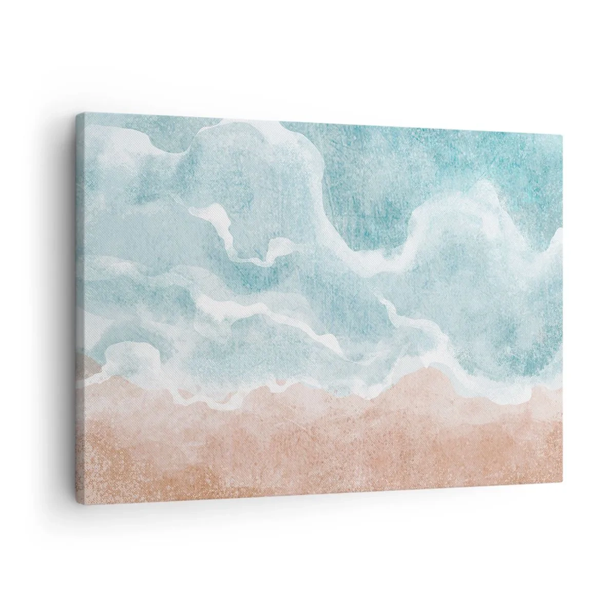 Vászonkép - Absztrakt strand kék és bézs árnyalatú hullámokkal - 70x50cm - Felhő absztrakció - Modern fali dekoráció nappalihoz és hálószobához ARTTOR
