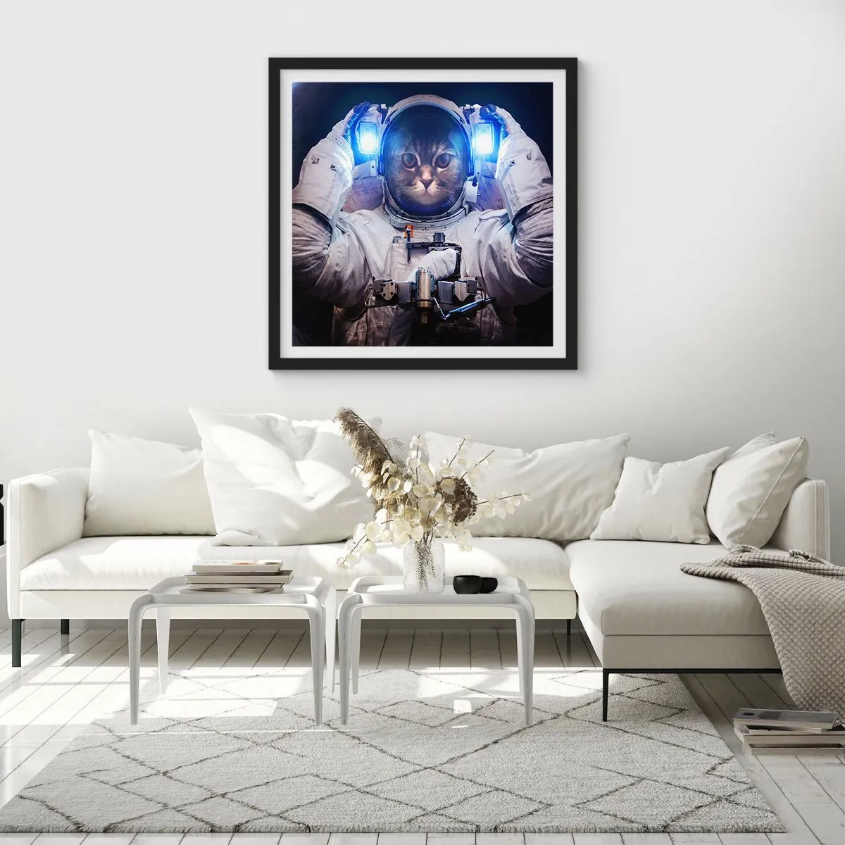 Poszter fehér keretben - Houston, baj van - 60x60 cm