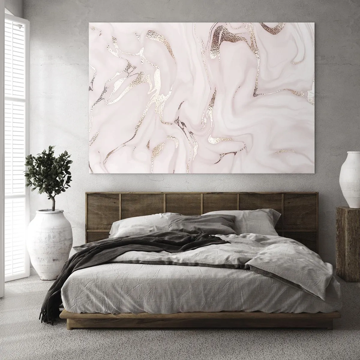 Üveg kép - Rózsaszínarany absztrakt márványminta - 70x50cm - Rózsaszín tébolyban - Modern fali dekoráció nappalihoz és hálószobához ARTTOR