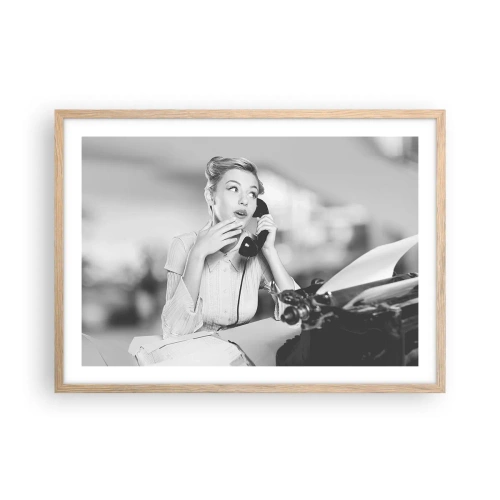 Poszter világos tölgy keretben - Hello, itt az 50-es évek. - 70x50 cm
