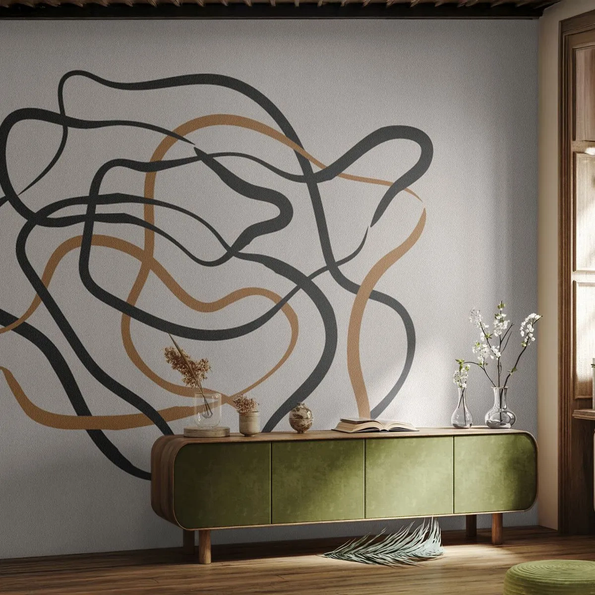 Fotótapéta Premium Canvas - Minden összezavarodott - Boho, Absztrakció, Vonalak - 200x140 cm