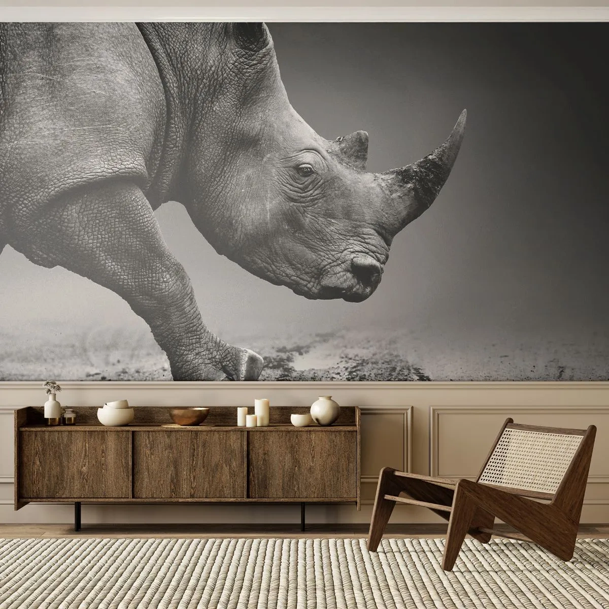 Fotótapéta Premium Canvas - Megállíthatatlan erő - Orrszarvú, Állatok, Afrika - 250x175 cm