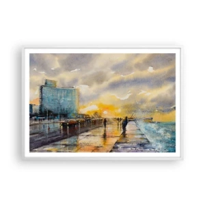 Poszter fekete keretben - Élet a parton - 100x70 cm