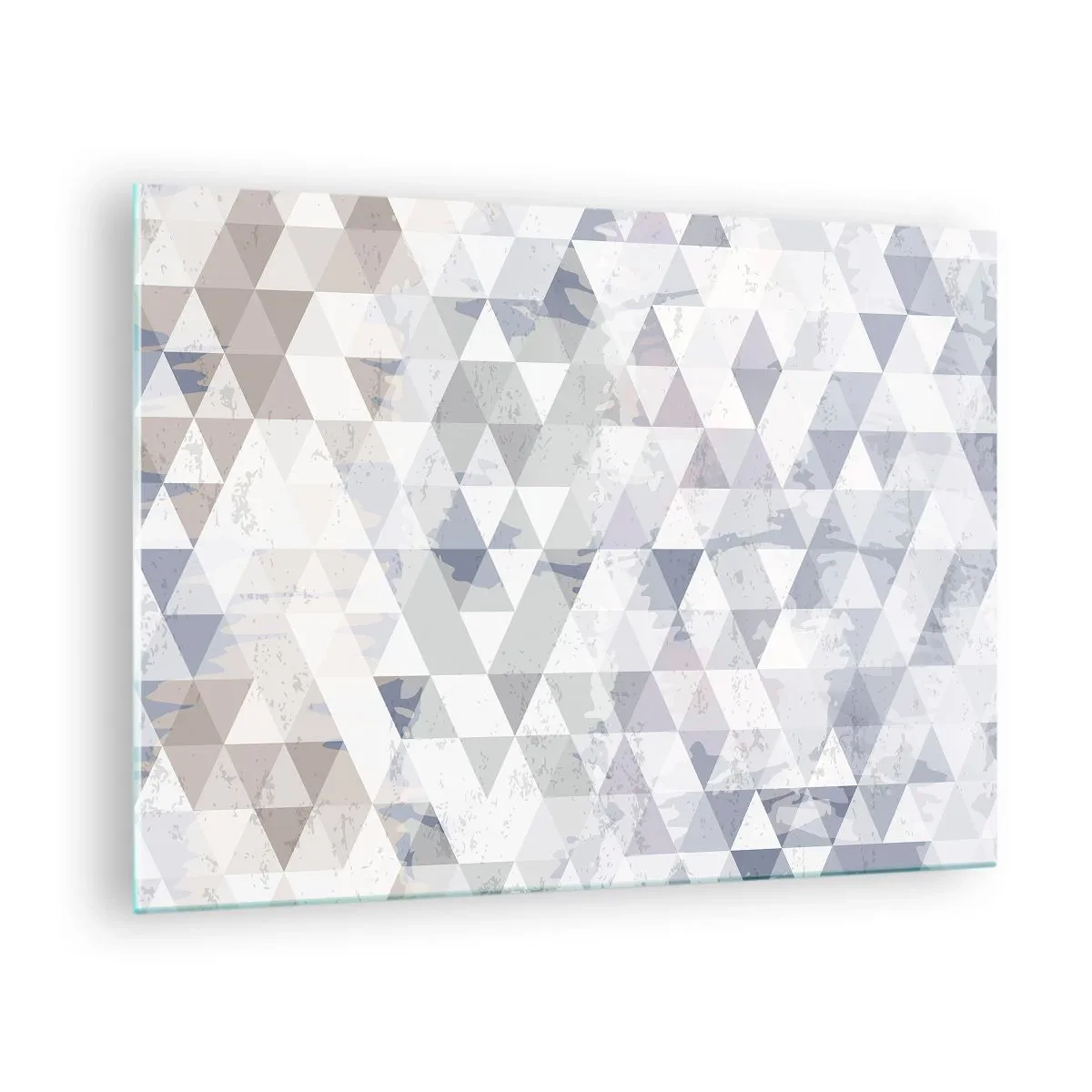 Üveg kép - Geometrikus háromszögminta semleges szürke és bézs árnyalatokban - 70x50cm - Hármas ritmusban - Modern fali dekoráció nappalihoz és hálószobához ARTTOR