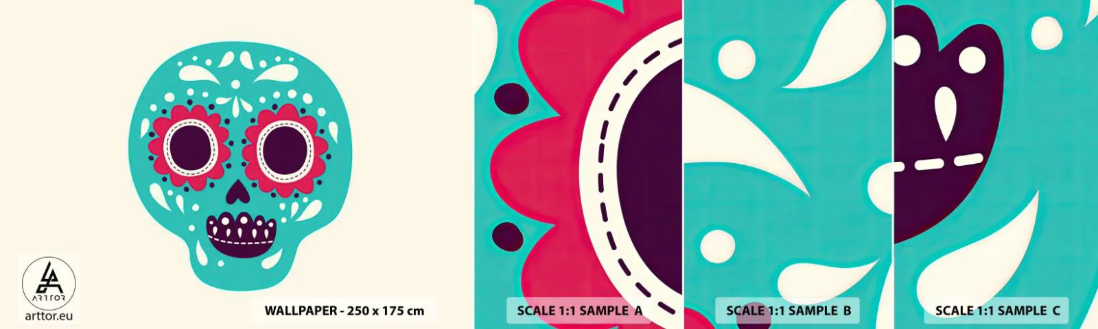 Fotótapéta Minta Öntapadós Deluxe Sticker - Az élet - szórakozás a halálig - Koponya, Mexikó, mexikói - 100x30 cm