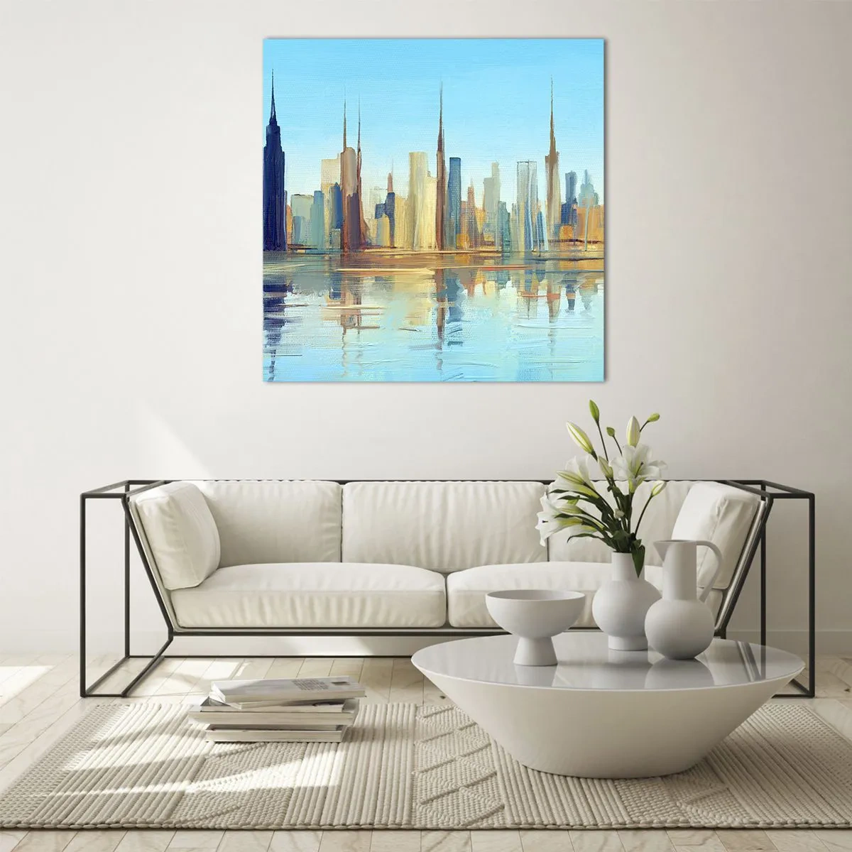 Üveg kép - Napfényes metropolisz - 50x50 cm