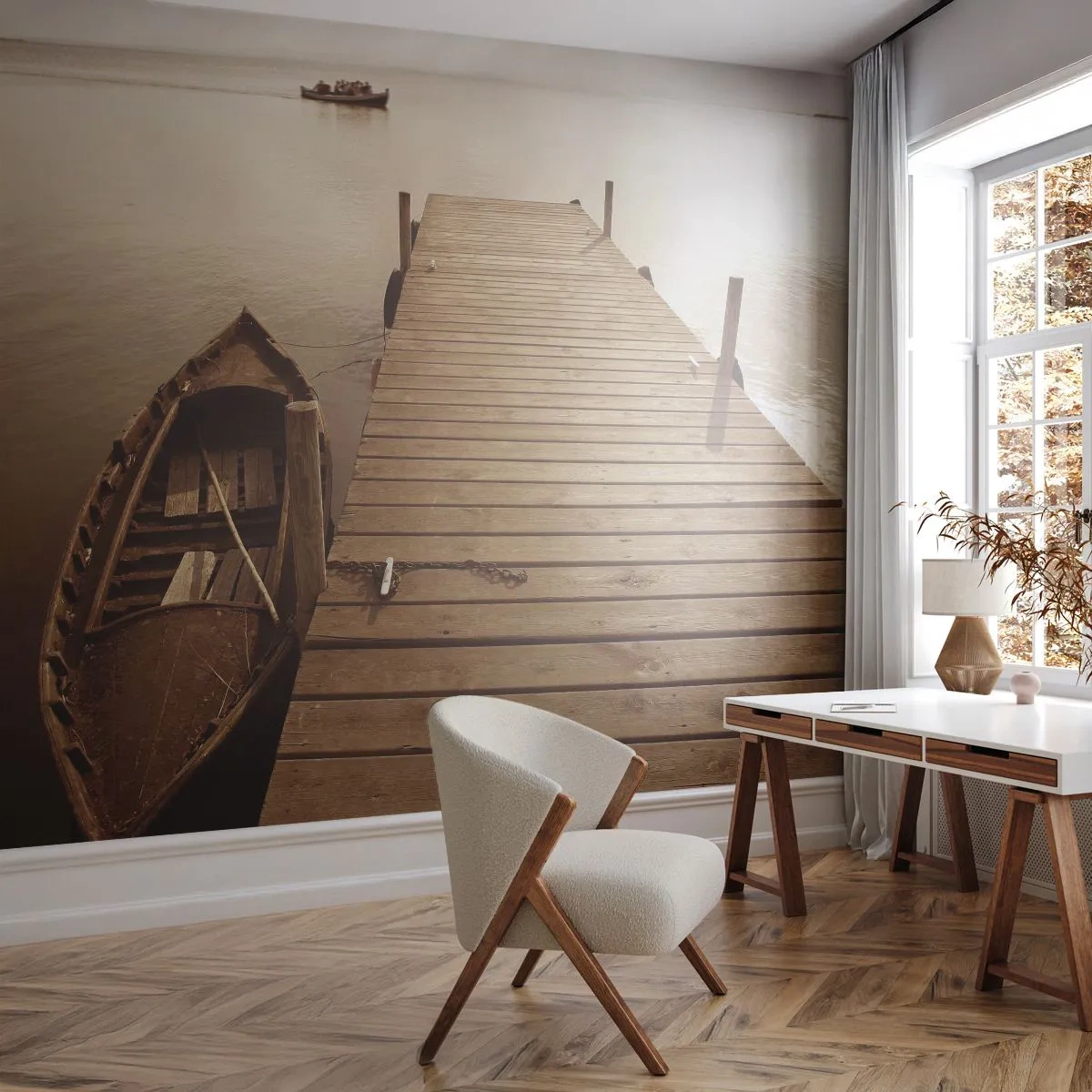 Fotótapéta Standard Eco - Nagy béke - Tájkép, Tó, Fa híd - 200x140 cm